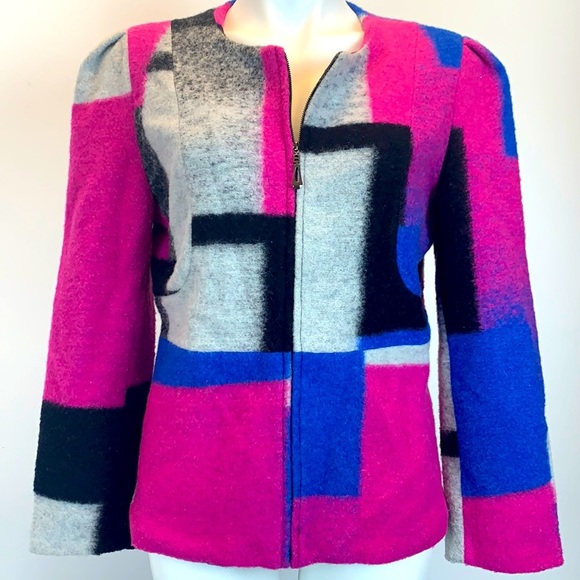 Radzoli Jackets & Blazers - Radzoli wool blend color block modern coat jacket